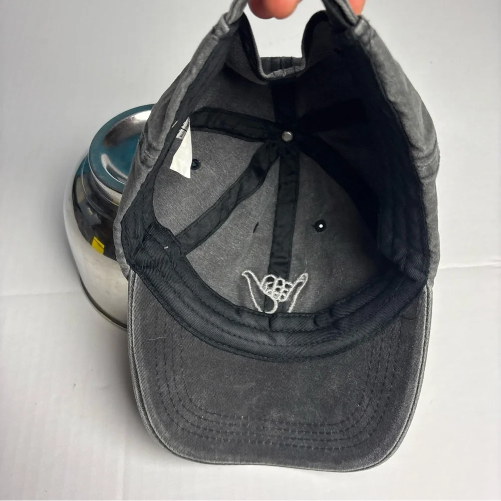 Hang Loose Shaka Women Baseball Hat Gray Distressed Mineral Wash Embroidered